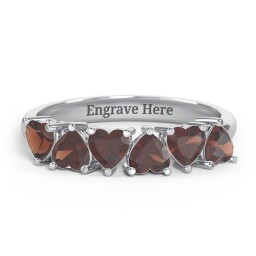 6 Heart Birthstone Ring
