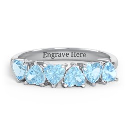 6 Heart Birthstone Ring