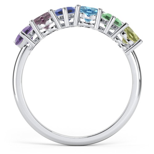 6 Heart Birthstone Ring