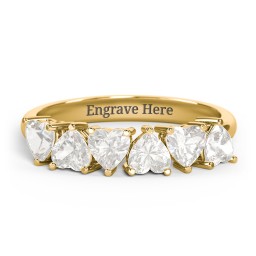 6 Heart Birthstone Ring in 18K Gold Plated Silver with Cubic Zirconia