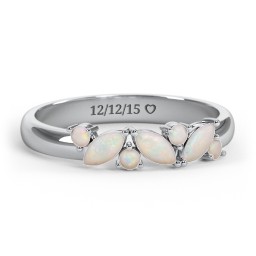 3 Marquise Birthstone Ring with Round Accents