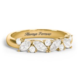 4 Marquise Birthstone Ring with Round Accents in 18K Gold Plated Silver with Cubic Zirconia