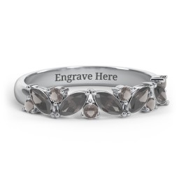 5 Marquise Birthstone Ring with Round Accents
