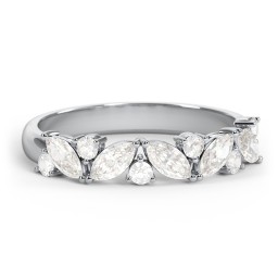 5 Marquise Birthstone Ring with Round Accents