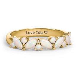 5 Marquise Birthstone Ring with Round Accents in 18K Gold Plated Silver with Opal