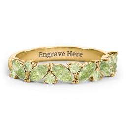 6 Marquise Birthstone Ring with Round Accents