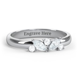 2 Marquise Birthstone Ring with Round Accents