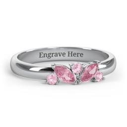 2 Marquise Birthstone Ring with Round Accents