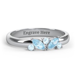 2 Marquise Birthstone Ring with Round Accents