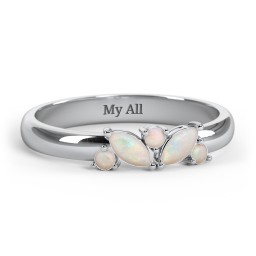 2 Marquise Birthstone Ring with Round Accents