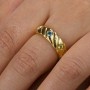 4 Birthstone Flat Twisted Croissant Ring