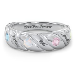 2 to 4 Birthstone Flat Twisted Croissant Ring