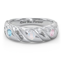 2 to 4 Birthstone Flat Twisted Croissant Ring