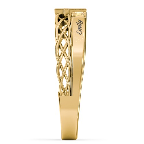 Women’s Cross Ring with Round Gemstones – 18K Gold Plated Silver with Citrine