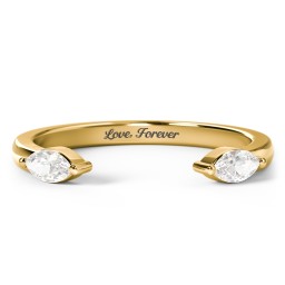 Marquise Birthstone Open Cuff Ring in 18K Gold Plated Silver with Cubic Zirconia