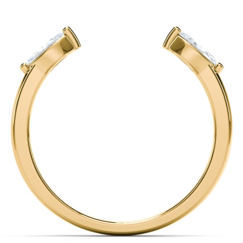 Marquise Birthstone Open Cuff Ring – 18K Gold Plated Silver with Aquamarine