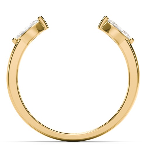 Marquise Birthstone Open Cuff Ring – 18K Gold Plated Silver with Cubic Zirconia