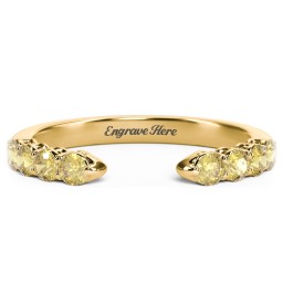 Round Birthstone Open Cuff Ring in 10K Solid Yellow Gold with Citrine