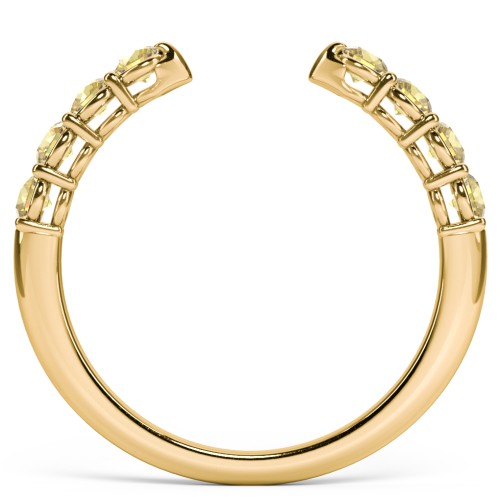 Round Birthstone Open Cuff Ring – 10K Yellow Gold with Citrine