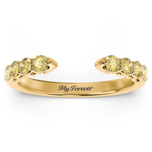 Round Birthstone Open Cuff Ring – 10K Yellow Gold with Citrine