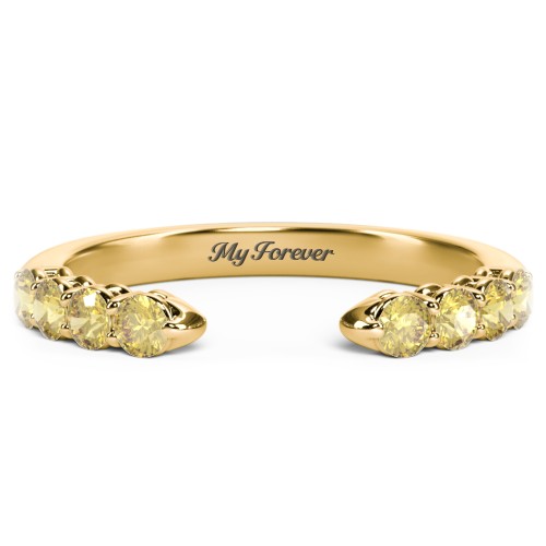 Round Birthstone Open Cuff Ring – 10K Yellow Gold with Citrine