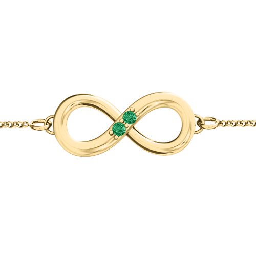 "Twosome" Infinity Bracelet – 18K Gold Plated Silver with Emerald