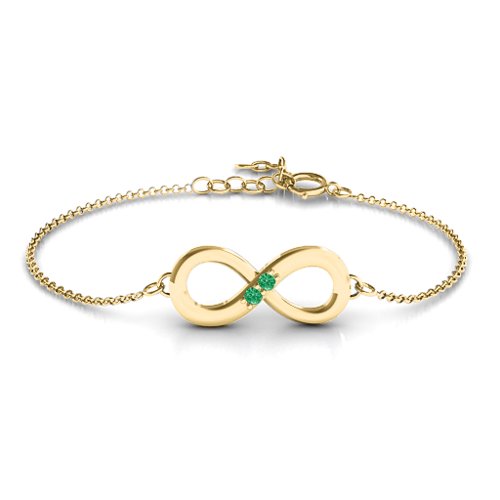 "Twosome" Infinity Bracelet – 18K Gold Plated Silver with Emerald
