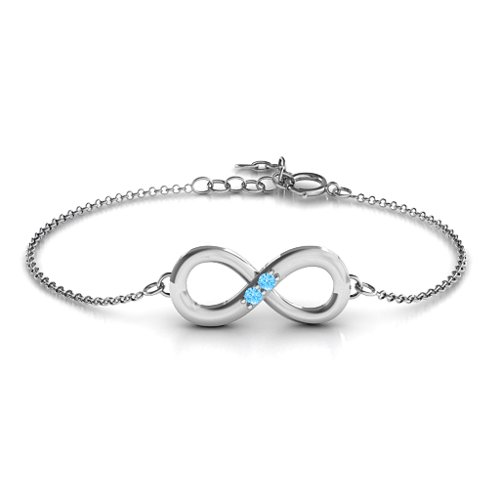 "Twosome" Infinity Bracelet – Sterling Silver with Blue Topaz