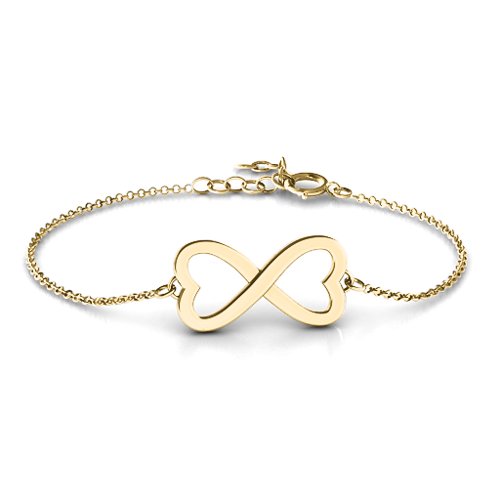 Double Heart Infinity Bracelet – 10K Yellow Gold