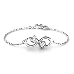 Duo of Hearts and Stones Infinity Bracelet