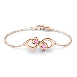 Duo of Hearts and Stones Infinity Bracelet
