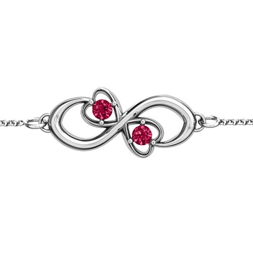 Duo of Hearts and Stones Infinity Bracelet