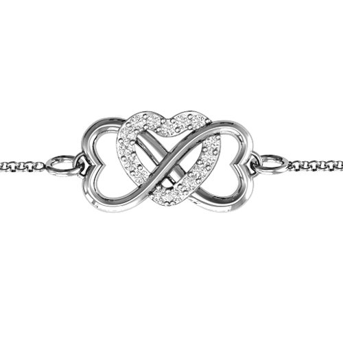 Triple Heart Infinity Bracelet – Sterling Silver with White Premium Zirconia