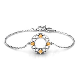 Circular Infinity Bracelet in 925 Sterling Silver with Citrine