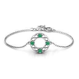 Circular Infinity Bracelet in 925 Sterling Silver with Emerald
