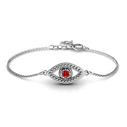Evil Eye Bracelet in 925 Sterling Silver with Garnet