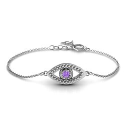 Evil Eye Bracelet in 925 Sterling Silver with Amethyst