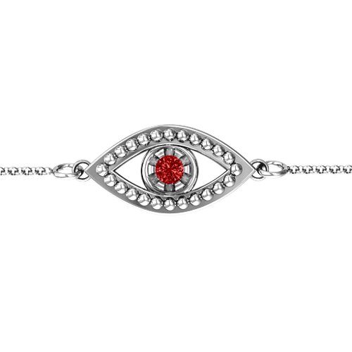 Evil Eye Bracelet – Sterling Silver with Garnet