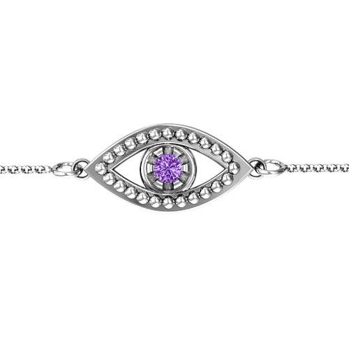 Evil Eye Bracelet – Sterling Silver with Amethyst