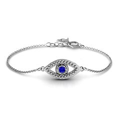 Evil Eye Bracelet – 18K Gold Plated Silver with Blue Sapphire