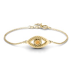 Evil Eye Bracelet in 18K Gold Plated Silver with Citrine