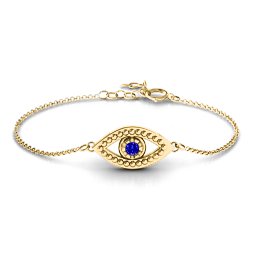 Evil Eye Bracelet in 18K Gold Plated Silver with Blue Sapphire