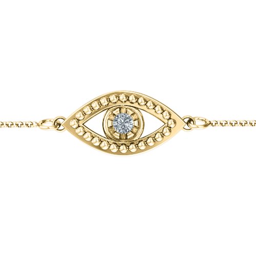 Evil Eye Bracelet – 18K Gold Plated Silver with Diamond