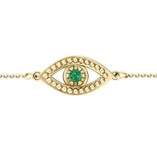 Evil Eye Bracelet – 18K Gold Plated Silver with Emerald