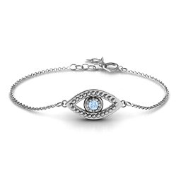 Evil Eye Bracelet in 925 Sterling Silver with Aquamarine