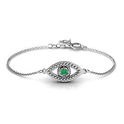 Evil Eye Bracelet in 925 Sterling Silver with Emerald