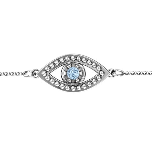 Evil Eye Bracelet – Sterling Silver with Aquamarine