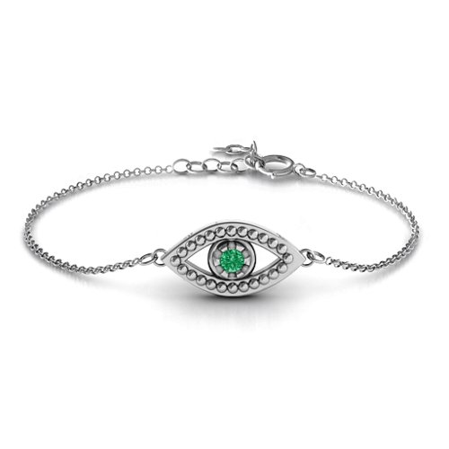 Evil Eye Bracelet – Sterling Silver with Emerald