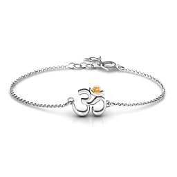 Om - Sound of Universe Bracelet with Round Stone in 925 Sterling Silver with Citrine