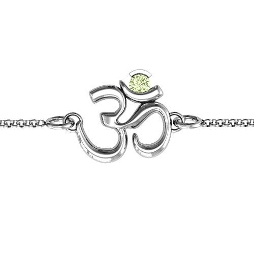 Om - Sound of Universe Bracelet with Round Stone – Sterling Silver with Peridot